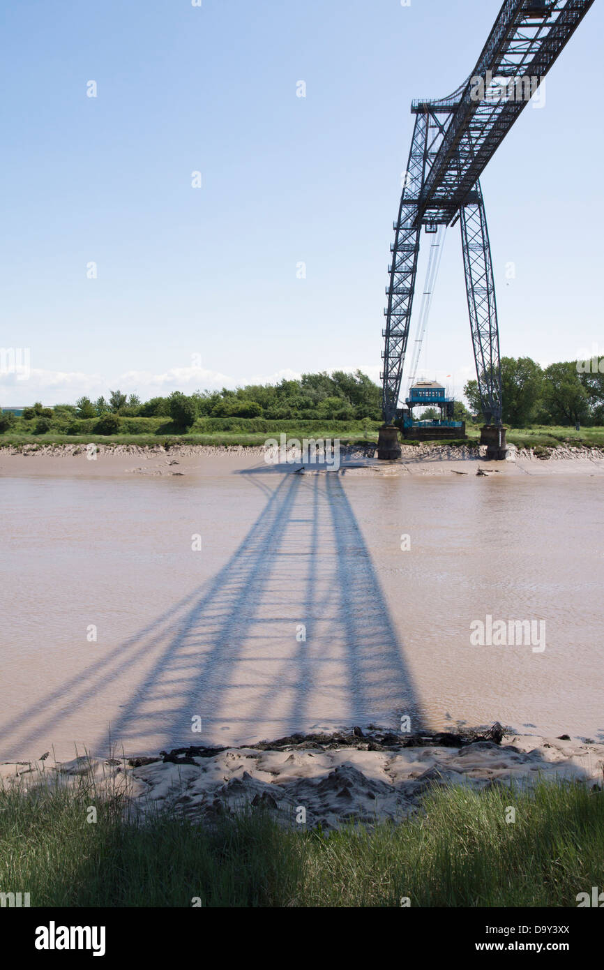 Newport-Transporter-Brücke über den Fluss Usk, Newport Stadt in Wales, Vereinigtes Königreich. Stockfoto