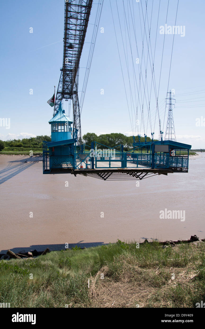 Newport-Transporter-Brücke über den Fluss Usk, Newport Stadt in Wales, Vereinigtes Königreich. Stockfoto