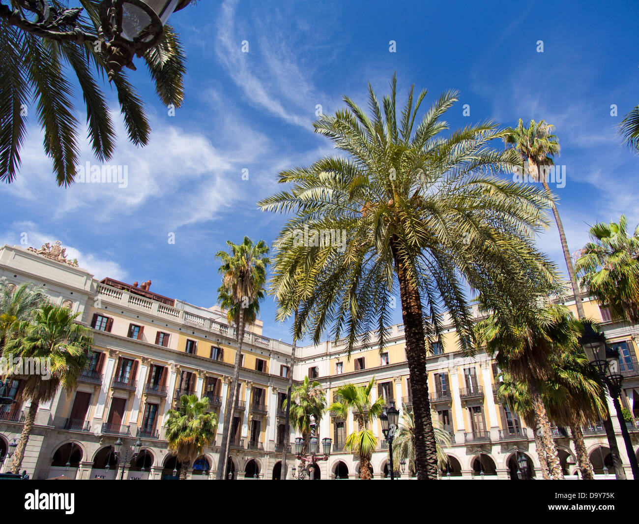 Die Plaça Reial n gotischen Viertel von Barcelona, Spanien 1 Stockfoto