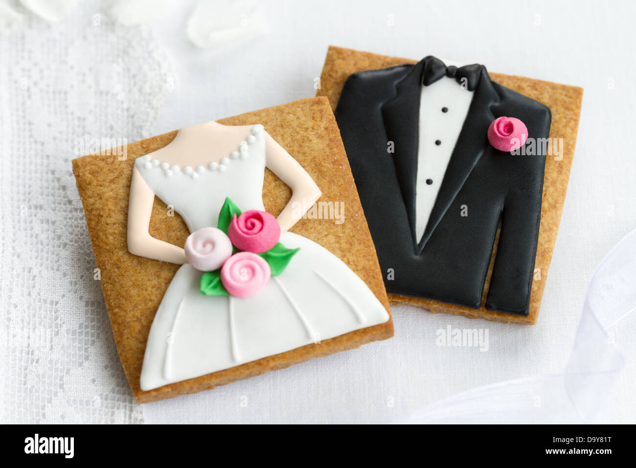 Braut und Bräutigam cookies Stockfoto