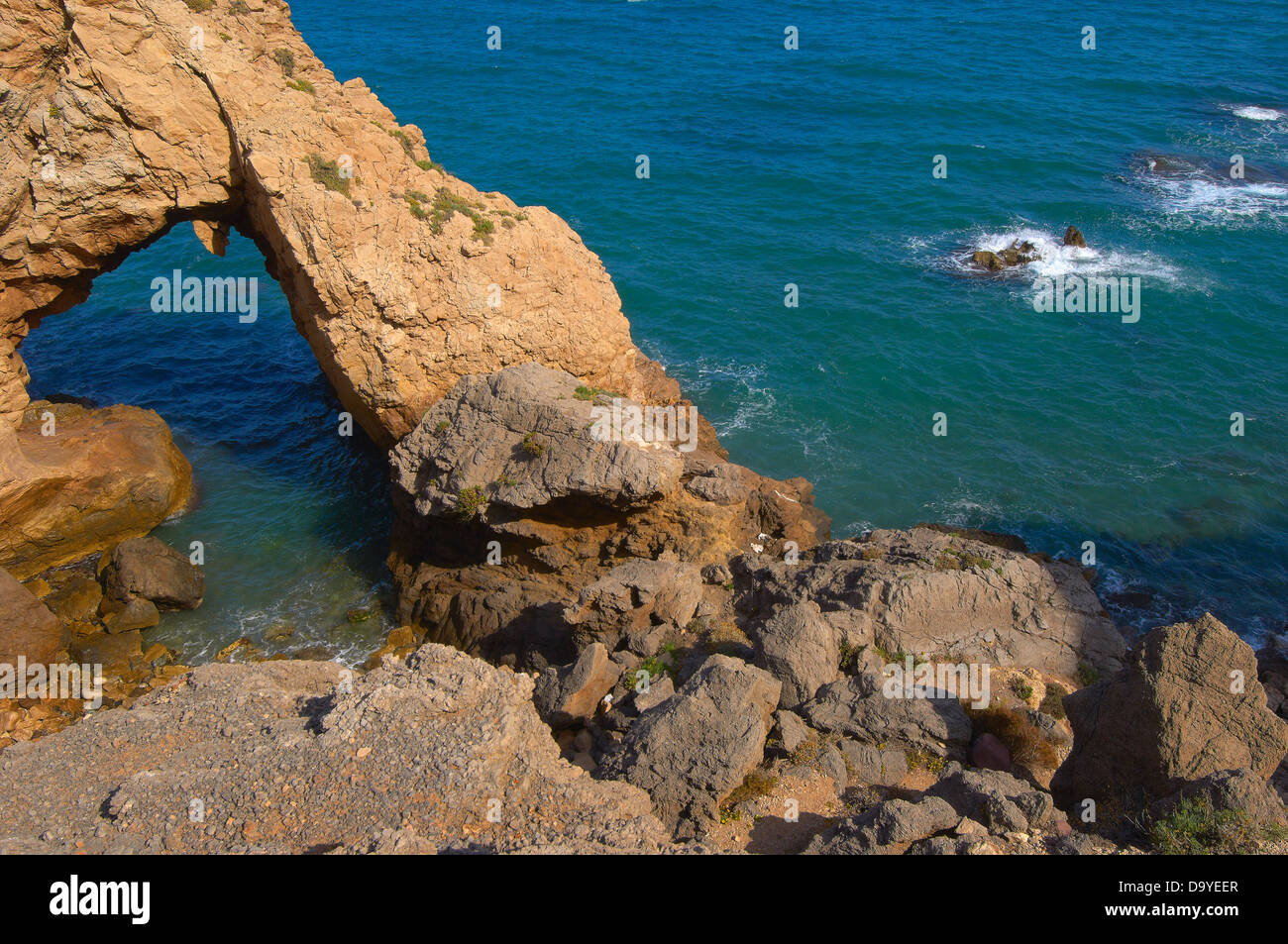 Mojacar, Strand und Klippen, Provinz Almeria, Andalusien, Spanien Stockfoto