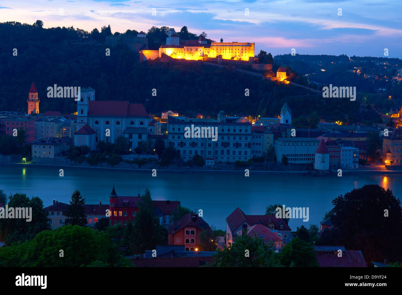 Passau, River Inn, Veste Oberhaus Festung, untere Bayern, Bayern, Deutschland, Europa, Stockfoto