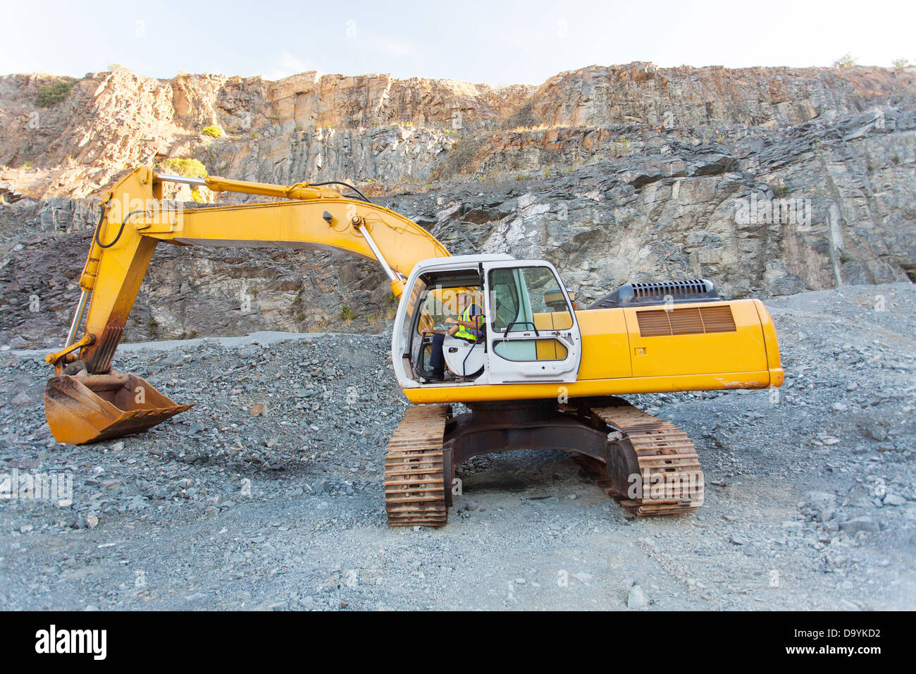 Mine Arbeitnehmer betriebliche Bagger am Bergwerk Stockfoto