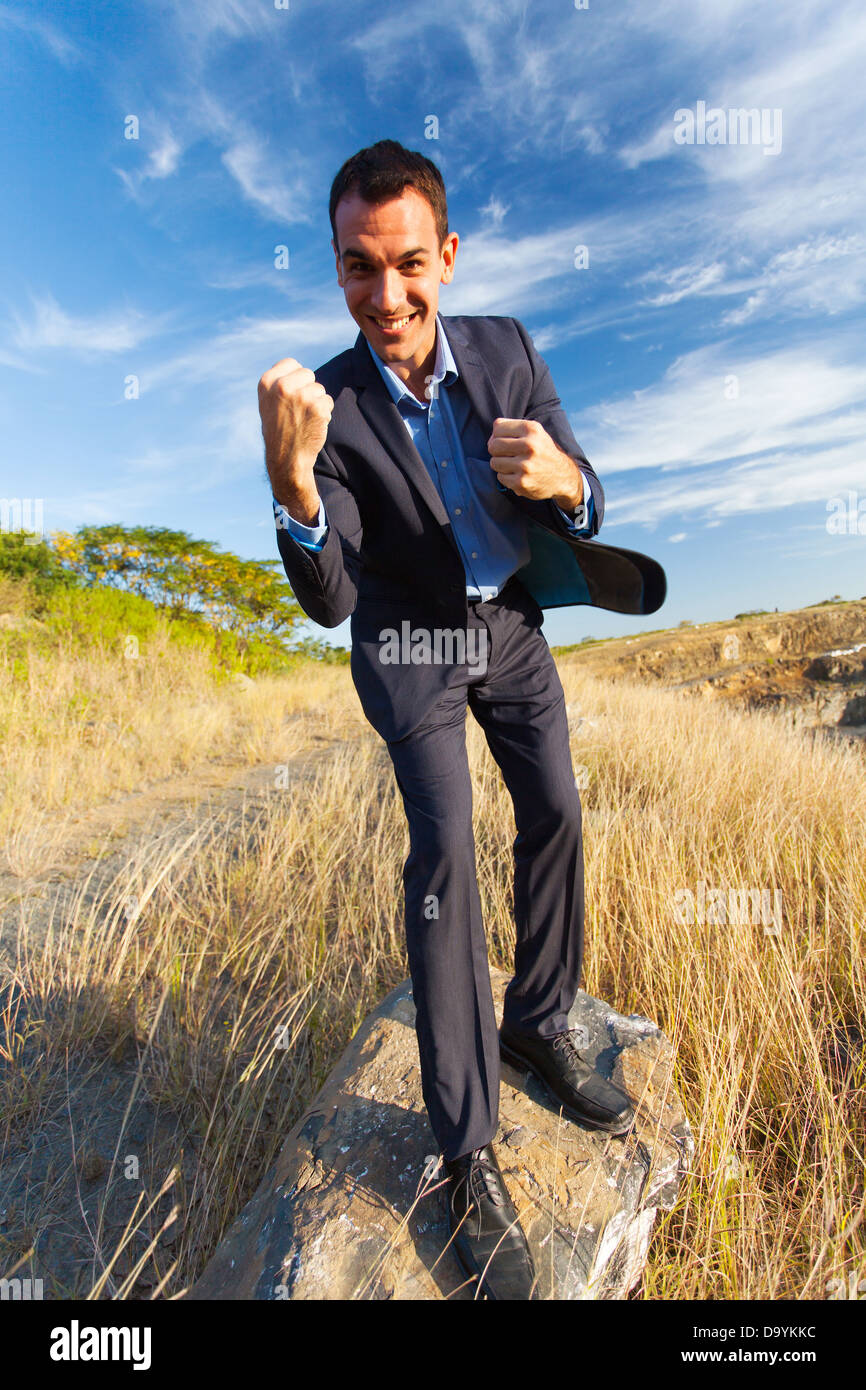 fröhlich feiern im freien Geschäftsmann Stockfoto