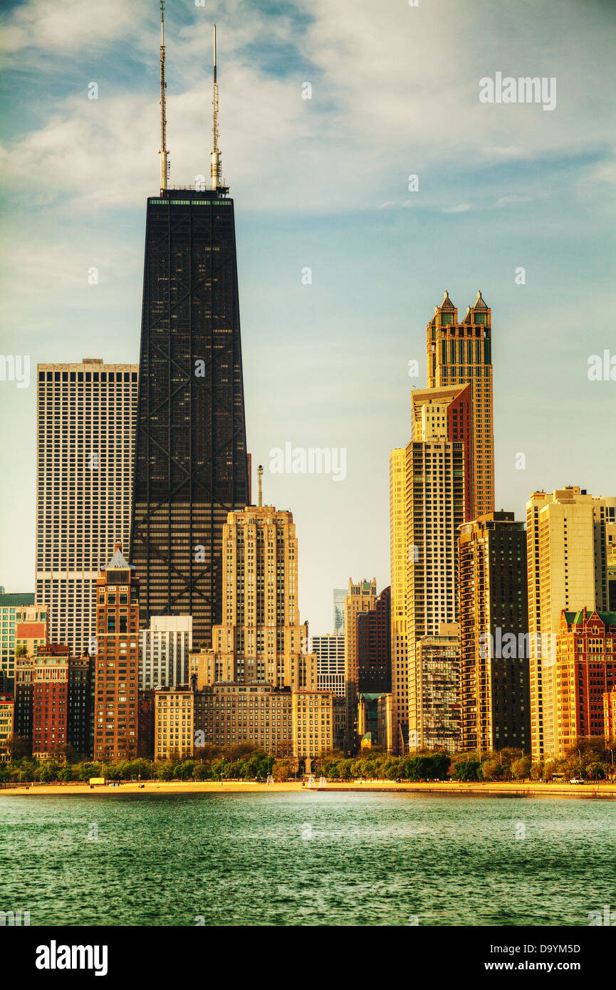 Downtown Chicago mit John Hancock Center Stockfoto