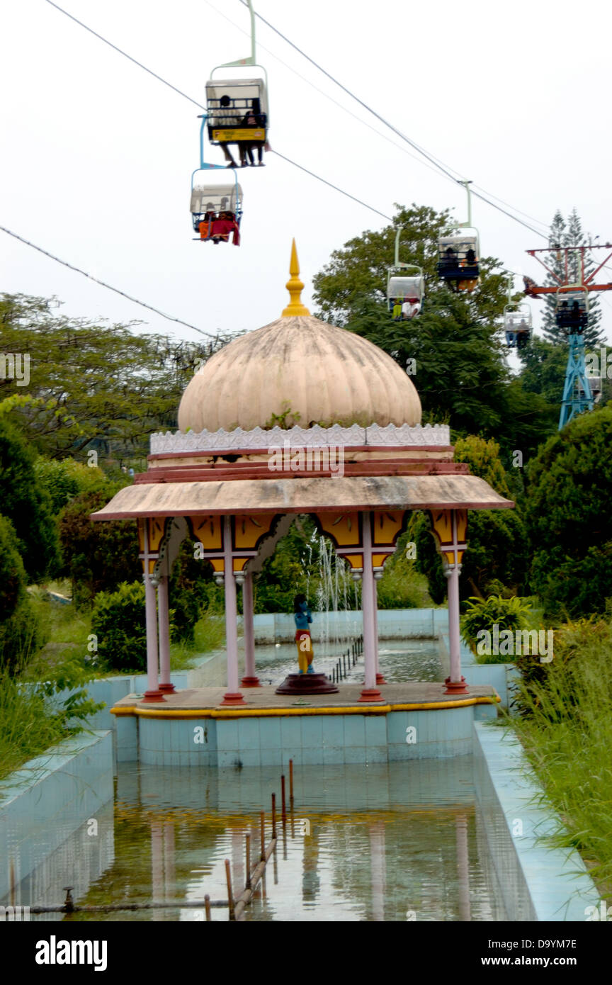 Seilbahnen von Malampuzha Garten ein beliebtes Ferienziel in Palakad, Kerala, Südindien, Indien Stockfoto