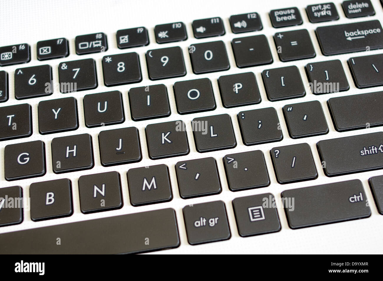 Nahaufnahme eines weißen Notebook Tastatur fragment Stockfoto