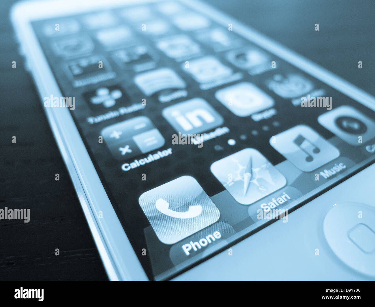 Detail der smart phone Bildschirm zeigt viele App Icons Apps Stockfoto