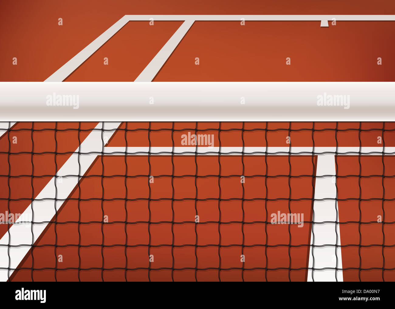 Tennis-Hintergrund, Sandplatz mit Netz und Linie Stockfoto