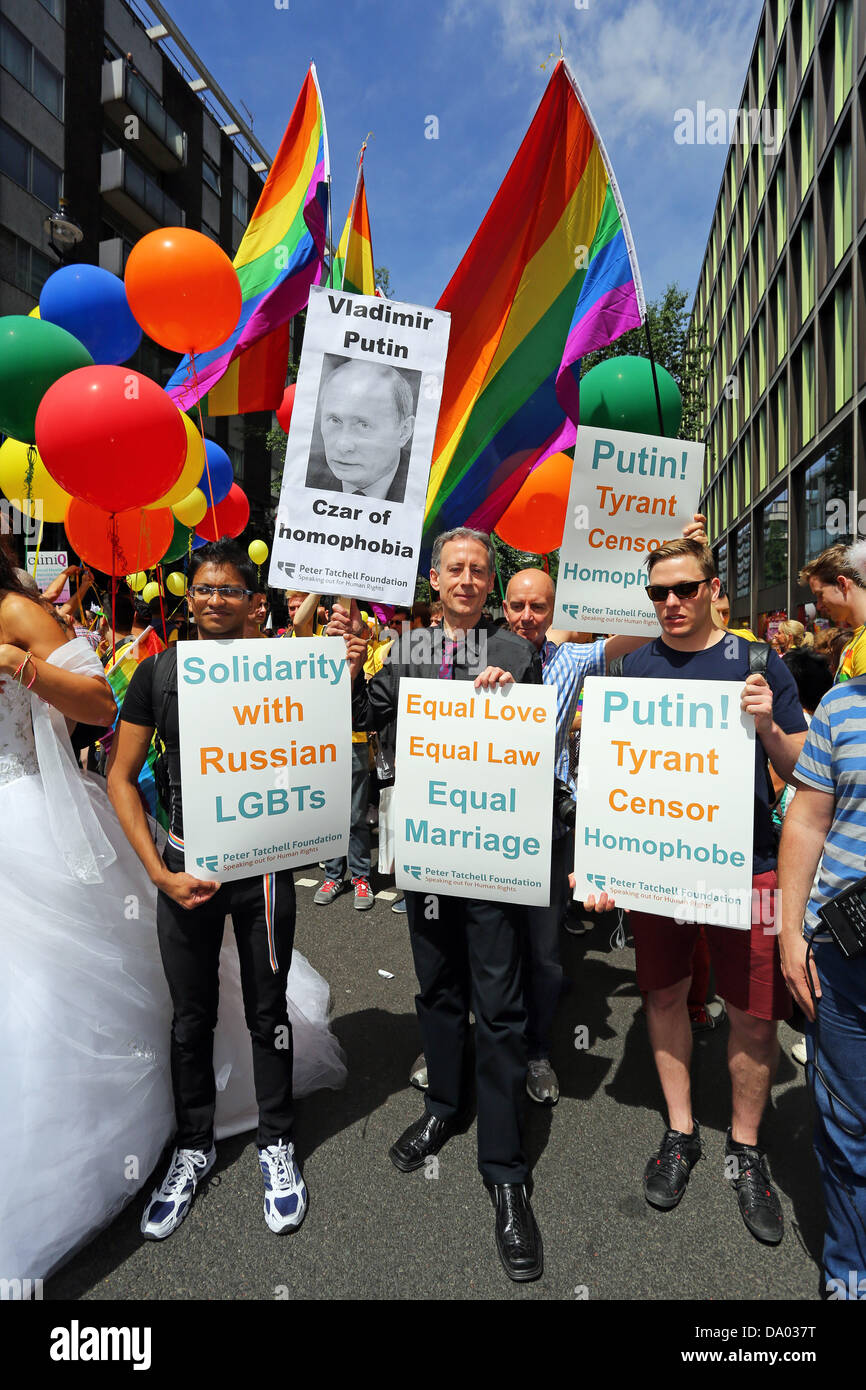 London UK, 29. Juni 2013. Peter Tatchell bei Pride London gay-Pride parade 2013, London, England-Credit: Paul Brown/Alamy Live News Stockfoto