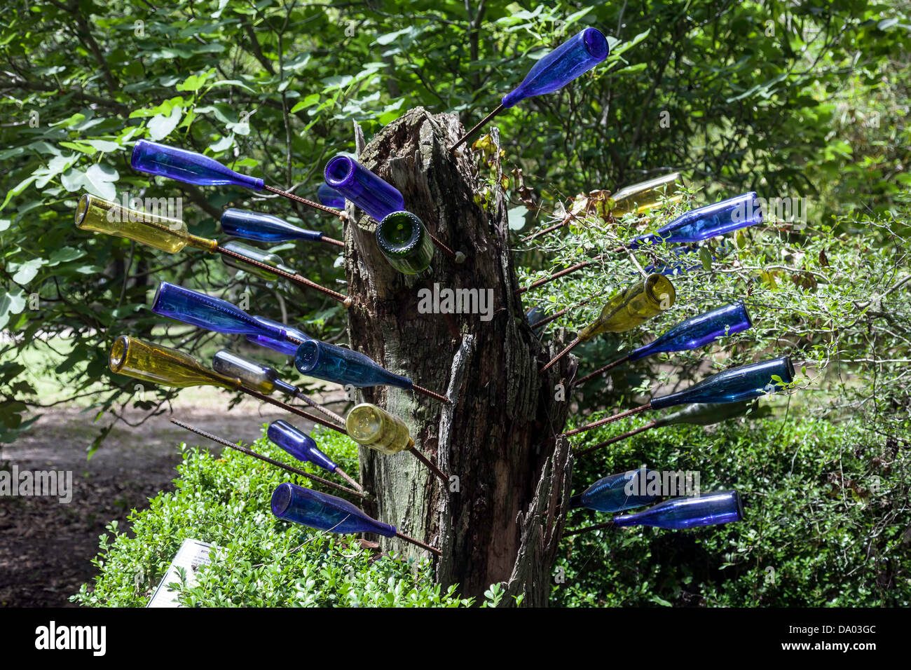 Ein Flaschenbaum; Es wird vermutet, dass die Flaschen abfangen können, böse Geister in der Nacht, die dann am nächsten Tag Sonnenlicht zerstört werden. Stockfoto