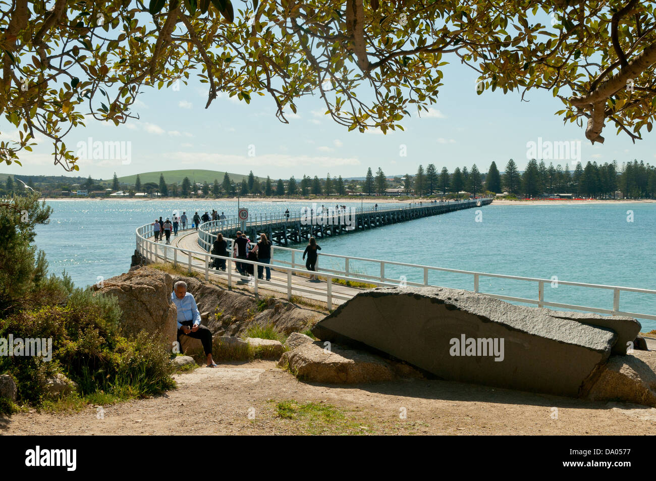 Brücke zum Granitinsel, Victor Harbour, Fleurieu Peninsula, South Australia, Australien Stockfoto