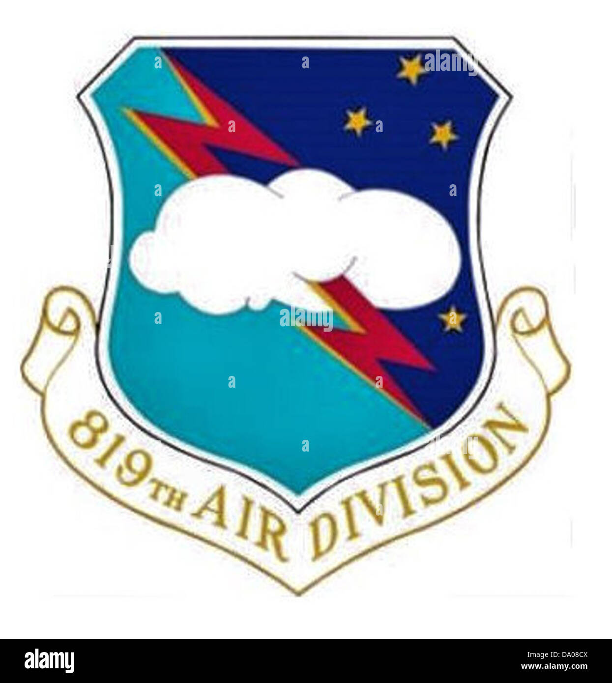 Das Emblem der 819th Strategic Aerospace Division repräsentiert ihre Rolle bei der Unterstützung strategischer Missionen für die US Air Force. Die Abteilung hat sich auf die Bereitstellung von Luft- und weltraumgestützten Operationen zur Gewährleistung der nationalen Sicherheit spezialisiert. Stockfoto