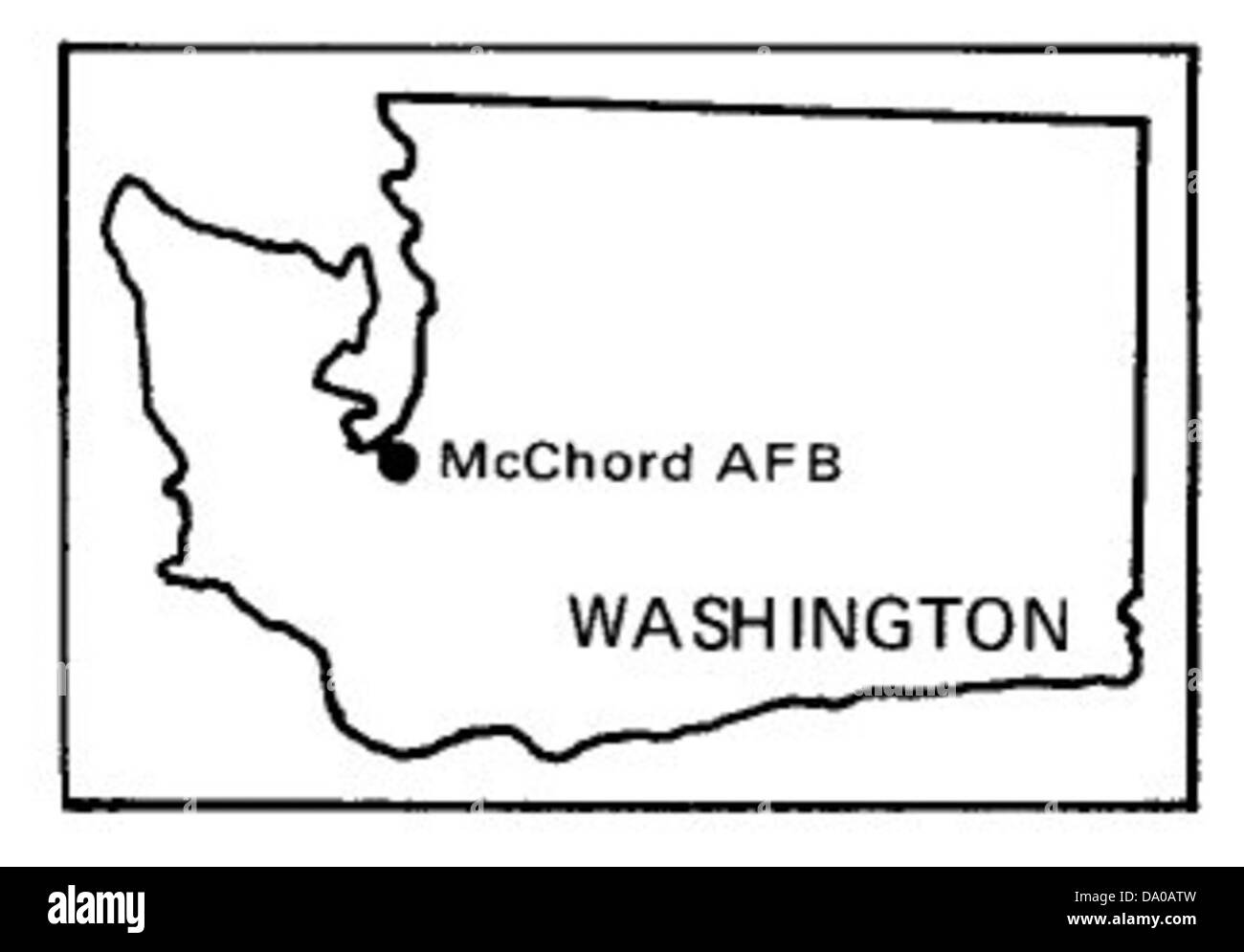Diese Karte zeigt das Layout der McChord Air Force Base, einer großen US Air Force Base im Bundesstaat Washington. Es diente als strategischer Luftbrücke und Luftmobil-Hub für den weltweiten Betrieb. Stockfoto