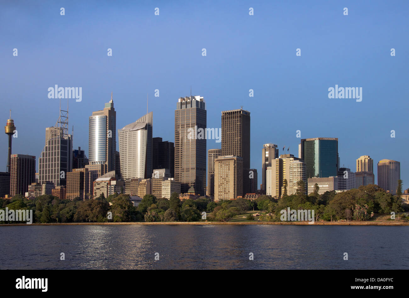 Skyline der Stadt am frühen Morgen Farm Cove Sydney New South Wales Australien Stockfoto