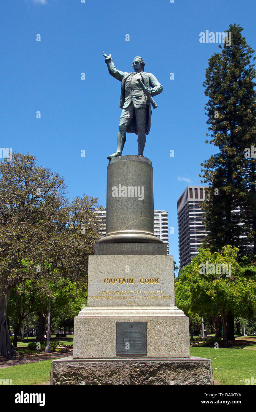 Statue von Captain James Cook Hyde Park Sydney New South Wales Australien Stockfoto