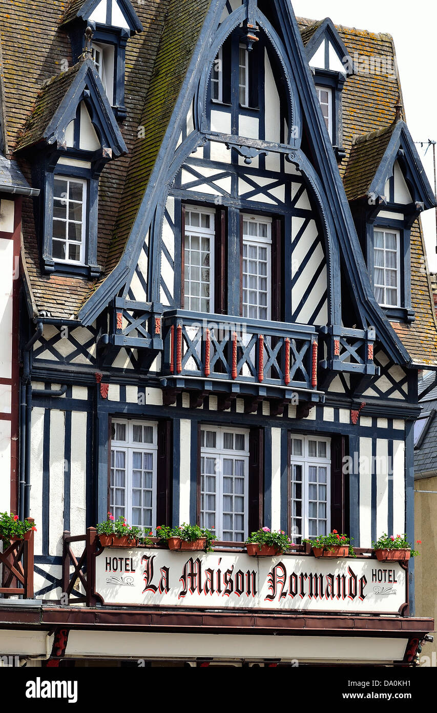 Fachwerkhaus, Trouville Sur Mer (Calvados, Normandie, Frankreich). Stockfoto