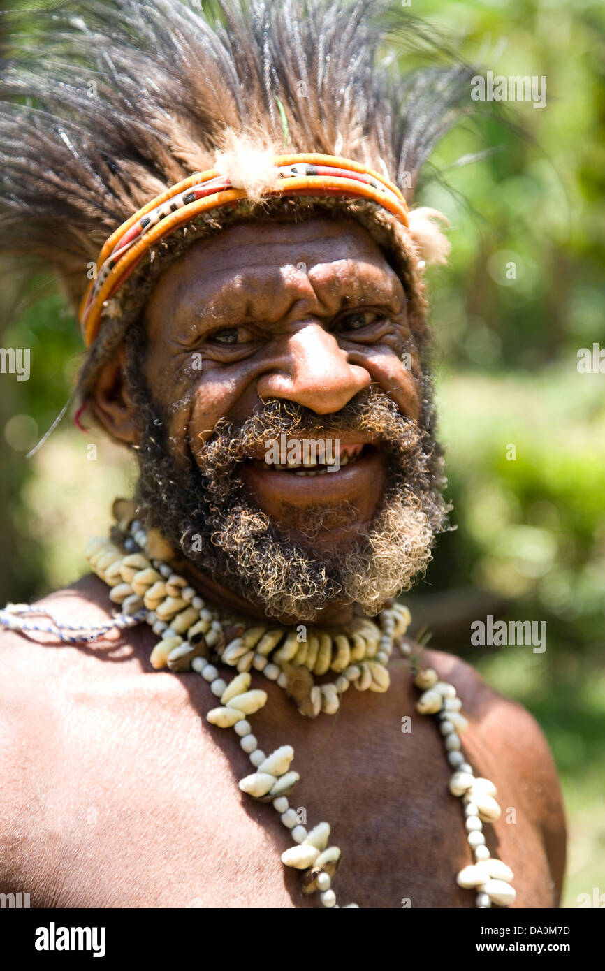 Chimbu Clan Tracht, Asaro Bezirk, in der Nähe von Goroka, Papua-Neu-Guinea Stockfoto