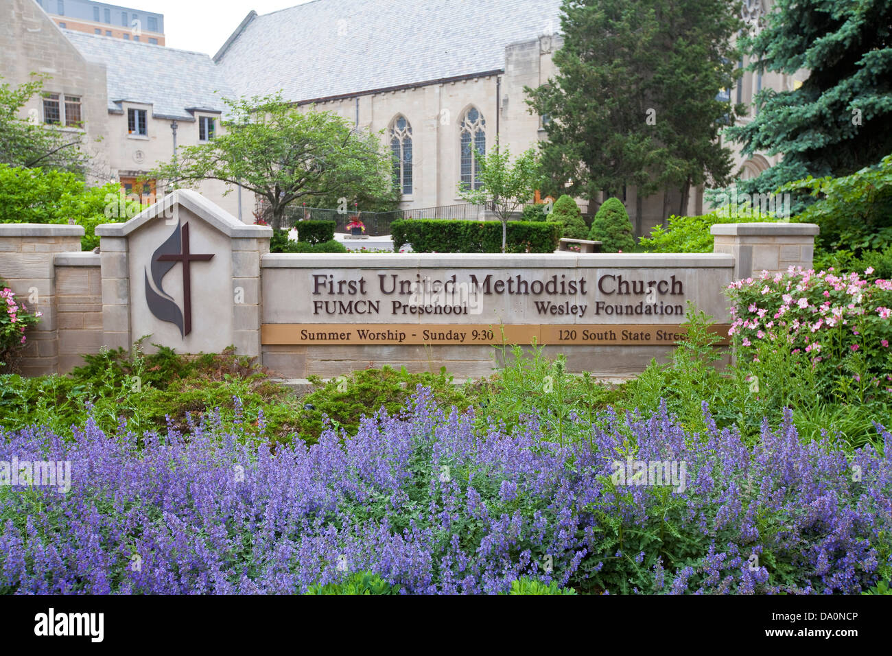 First United Methodist Church sieht in Ann Arbor, Michigan Stockfoto