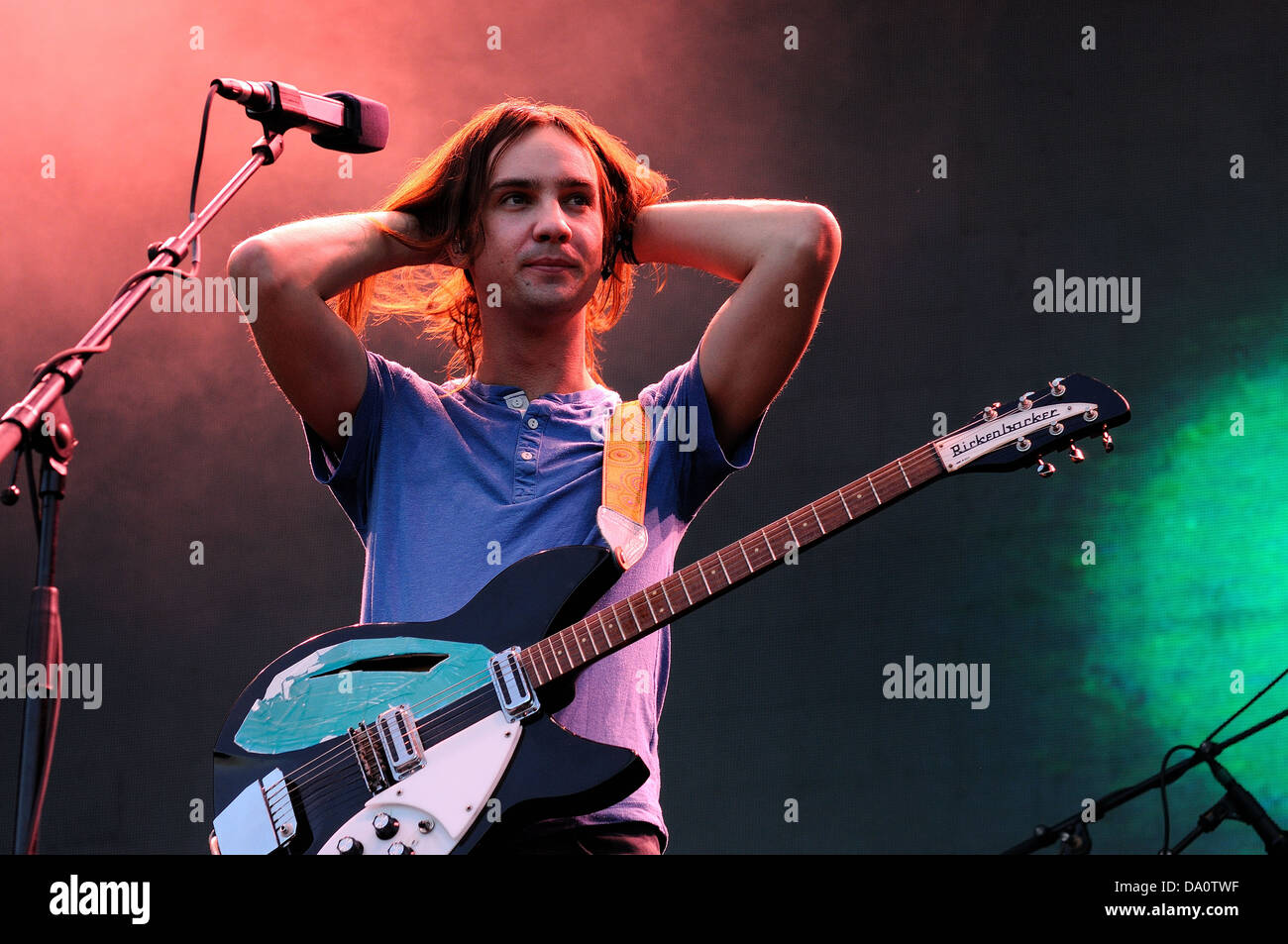 BARCELONA - 23 Mai: Kevin Parker, Sänger und Gitarrist von Tame Impala, psychedelic-Rock-Band, führt bei PS13 Stockfoto