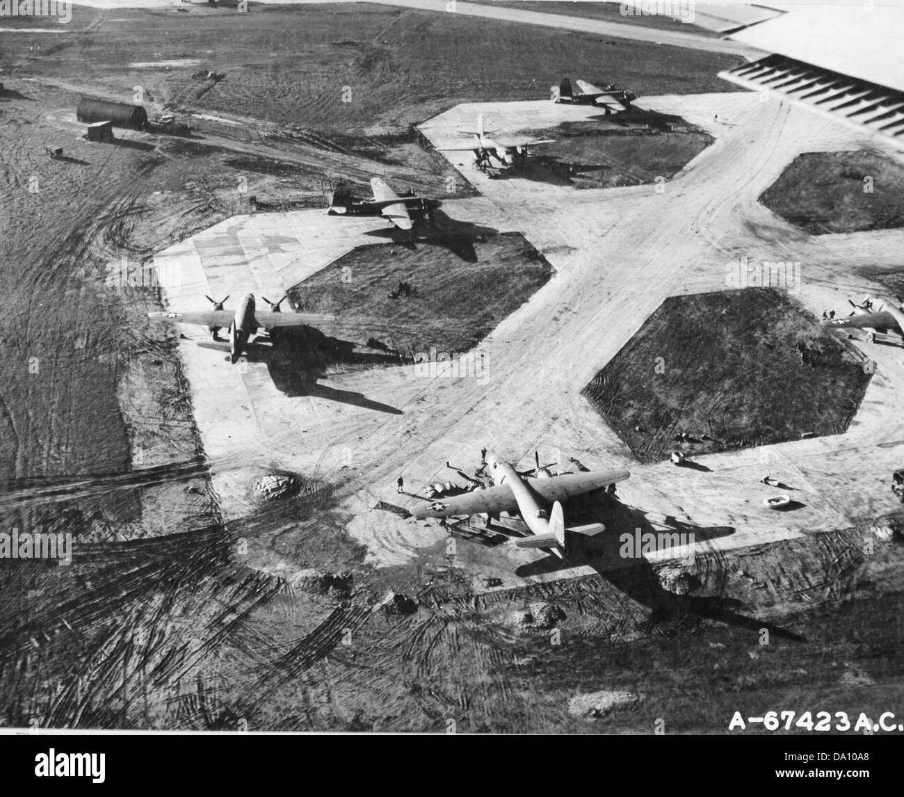 Die 387th Bomb Group operierte während des Zweiten Weltkriegs auf der RAF Chipping Ongar stationierte B-26 Marauder. Die Flugzeuge waren Teil der strategischen Bombenkampagne der US Army Air Force über Europa. Stockfoto