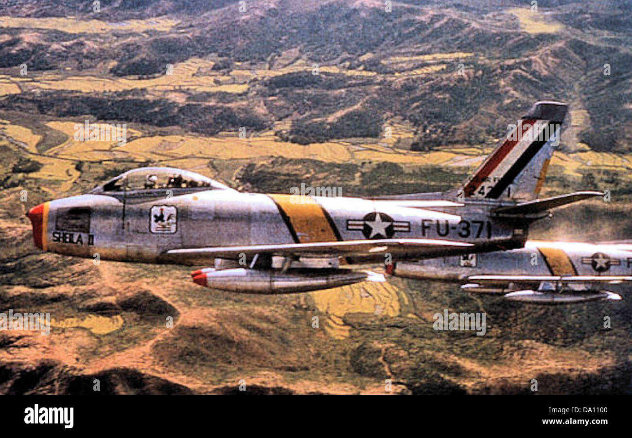 67. Jagdbomber-Geschwader North American F-86F-25-NH Sabre 52-5371 Stockfoto