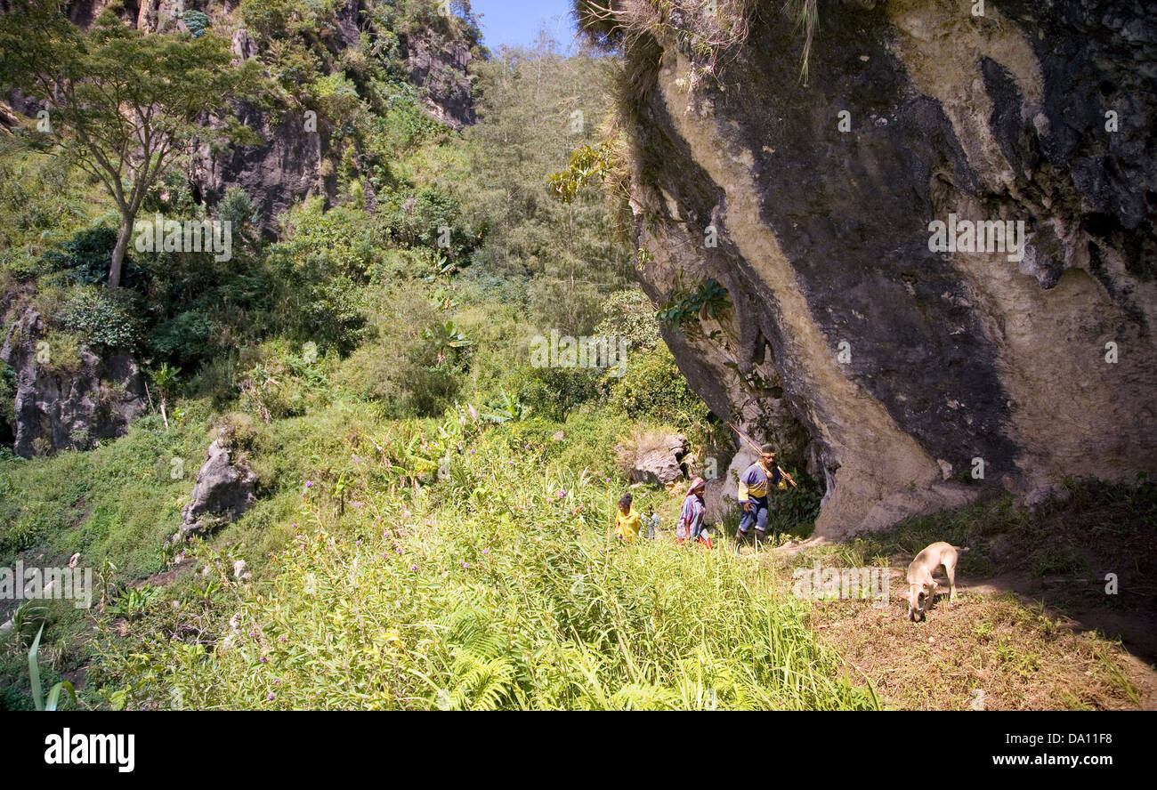 Dorfbewohner, Lufa Bezirk Eastern Highlands Province, Papua Neu Guinea. Stockfoto