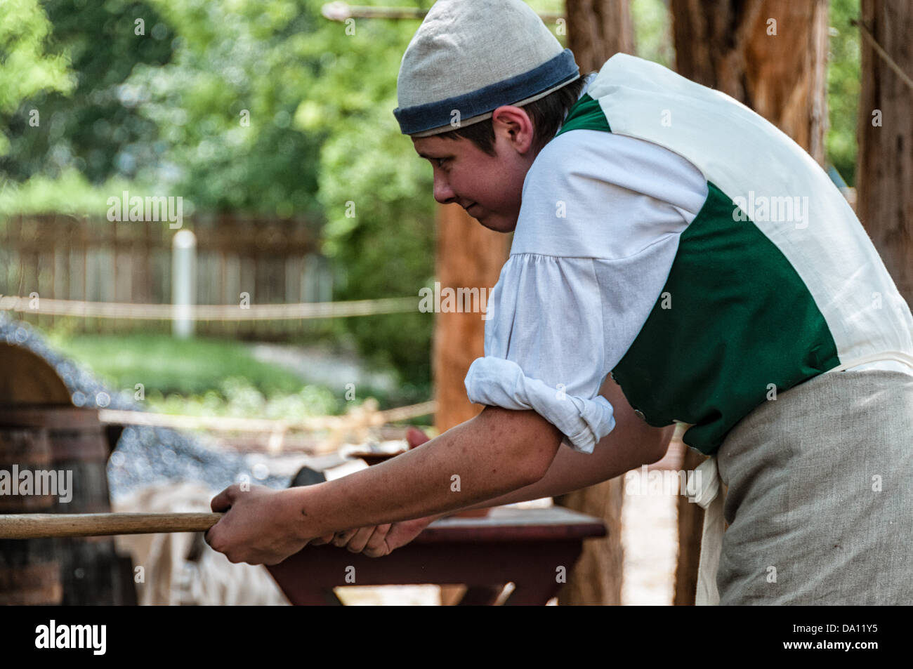 Baker Reenactor, Colonial Williamsburg, Virginia Stockfoto