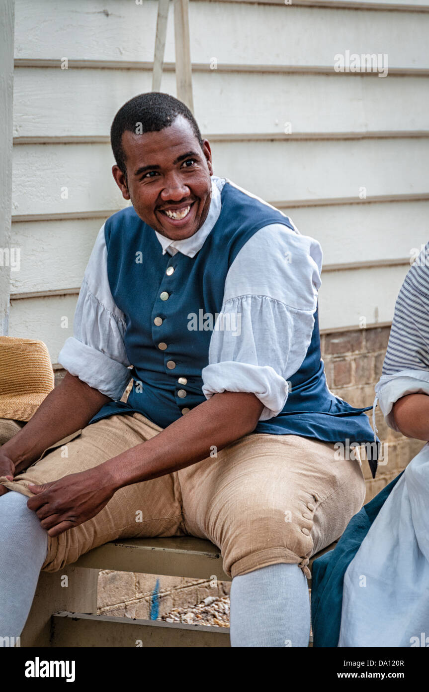 Kutscher Reenactor, Colonial Williamsburg, Virginia Stockfoto