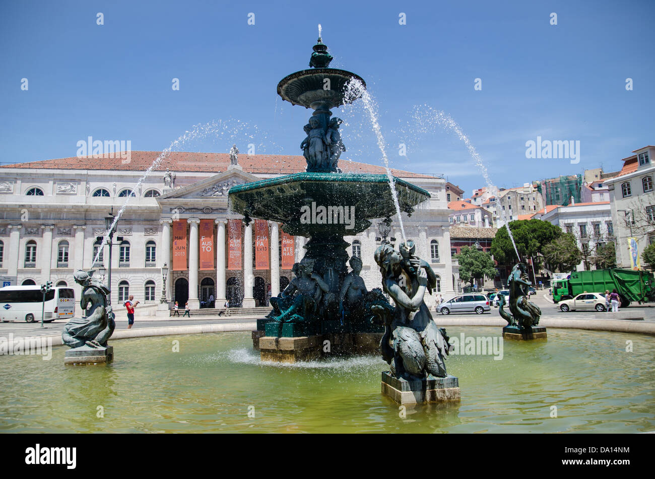 Praça Dom Pedro IV, Lissabon, Portugal Stockfoto