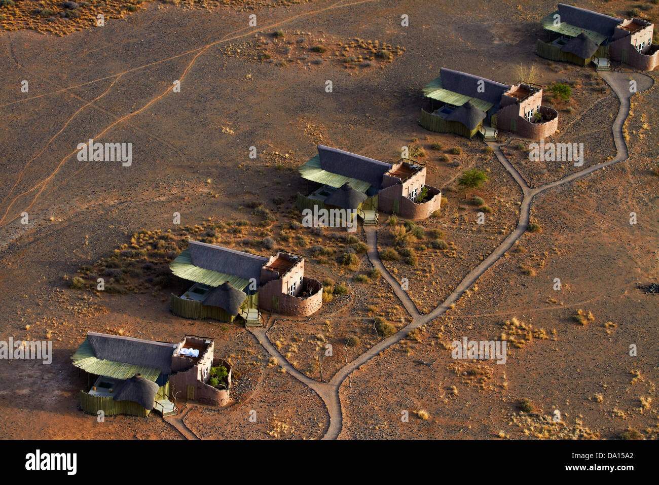 Little Kulala Lodge angesehen vom Heißluftballon, in der Nähe von Sesriem, Namibia, Afrika - Antenne Stockfoto