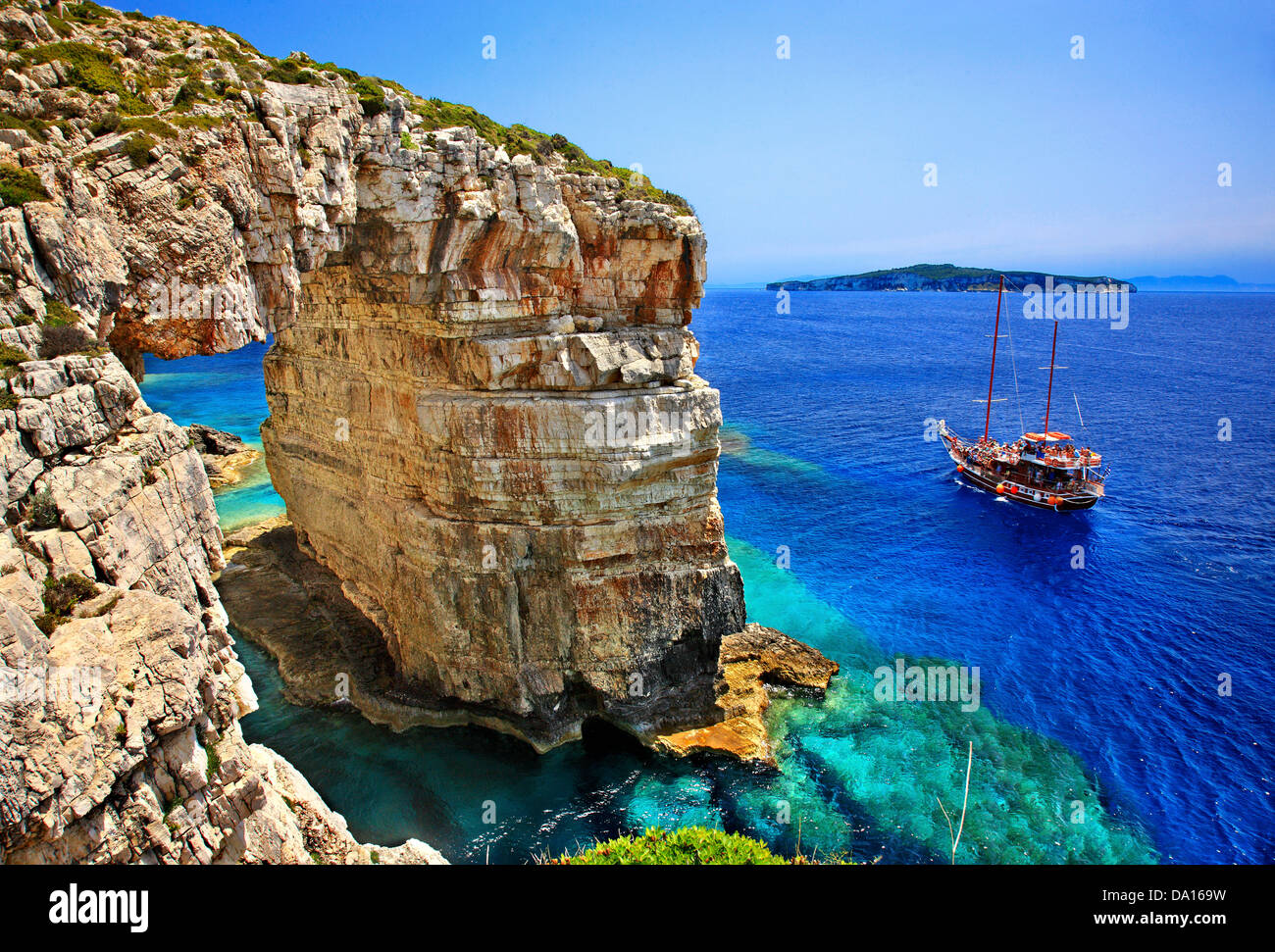 Trypitos (auch bekannt als "Killer"), einem felsigen naturale auf Paxos ("Paxi") Insel, Ionisches Meer, Nordteil ("sieben Inseln"), Griechenland Stockfoto