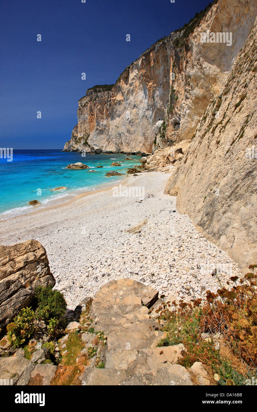 Erimitis Strand, Paxos ("Paxi") Insel, Griechenland, Ionisches Meer, Nordteil ("sieben Inseln"). Stockfoto