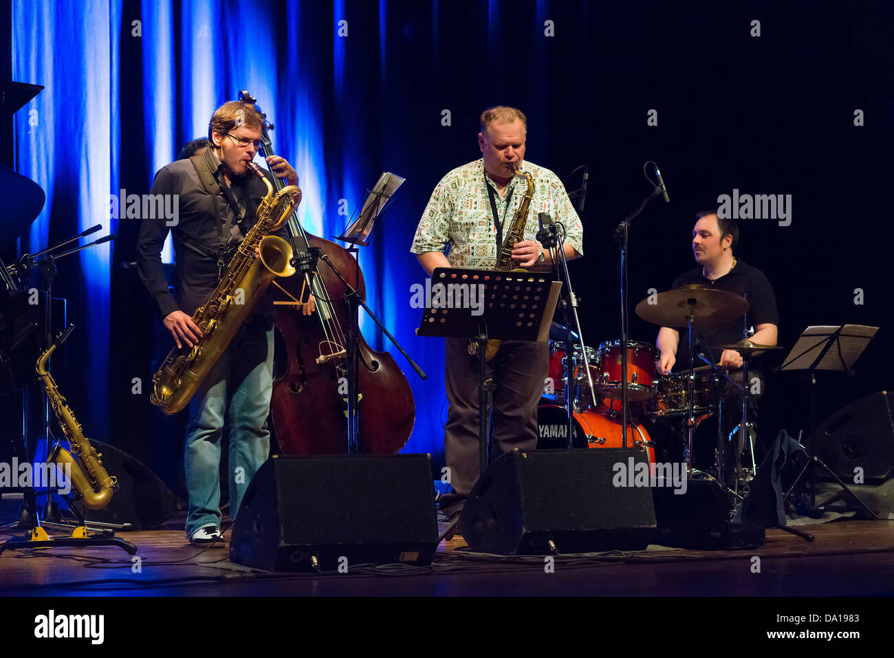 Doppelte Fuor Quartett (Deidda, Zaninotto, Serafini Colussi) in Udin & jazz jazz Festival 2013 Stockfoto