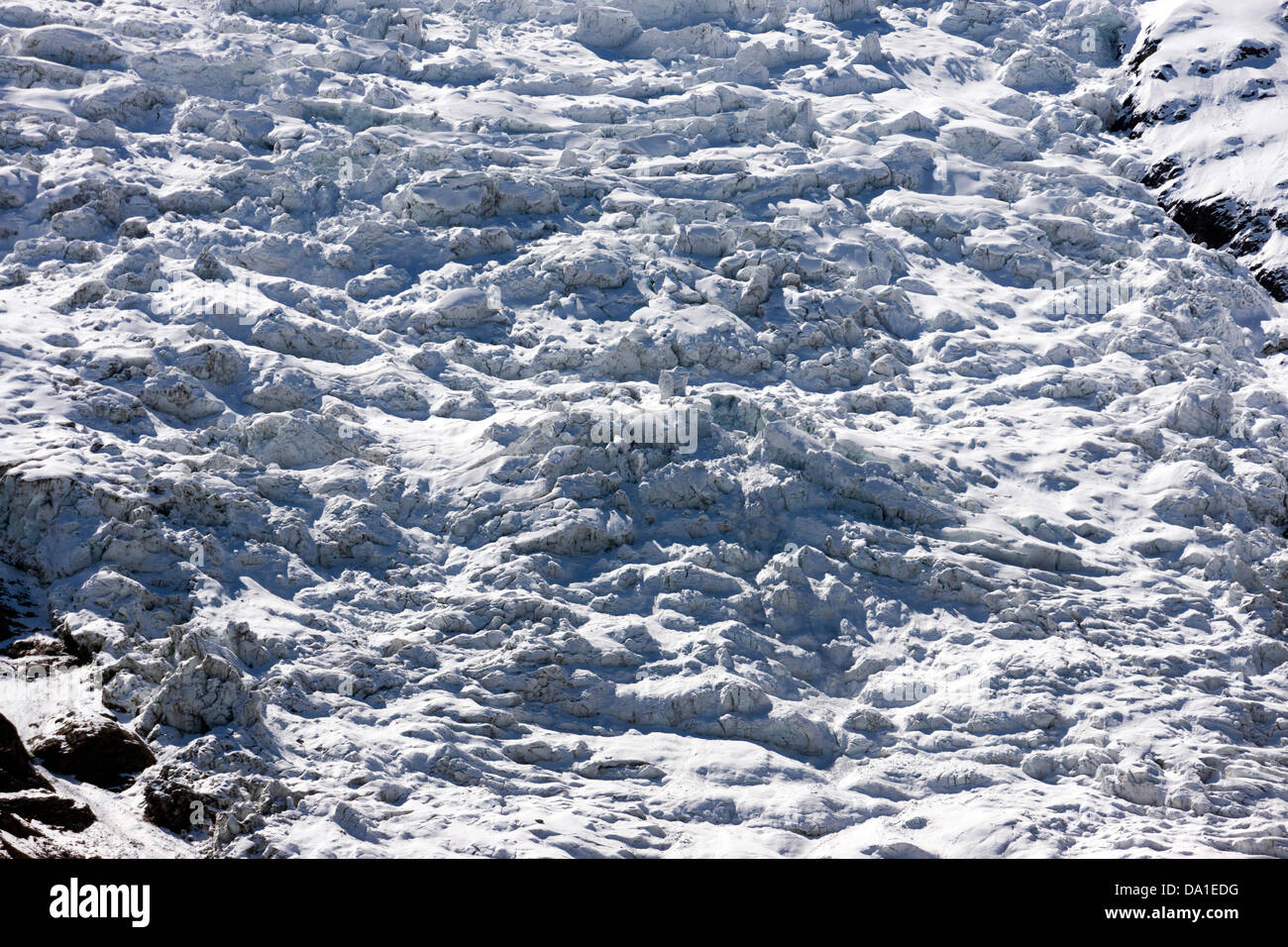 Bossons Gletscher gesehen von Chamonix-Mont-Blanc Stockfoto