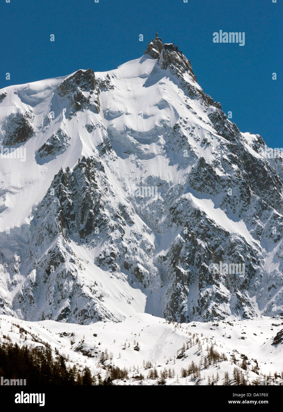 Aiguille du Midi Chamonix Mont Blanc in französischen Alpen zu sehen Stockfoto