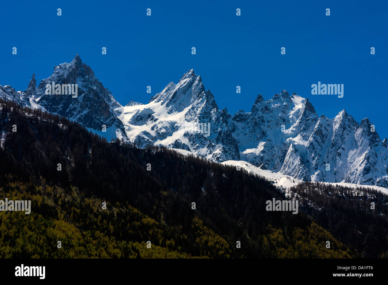Chamonix Aiguilles von Chamonix-Mont-Blanc zu sehen Stockfoto