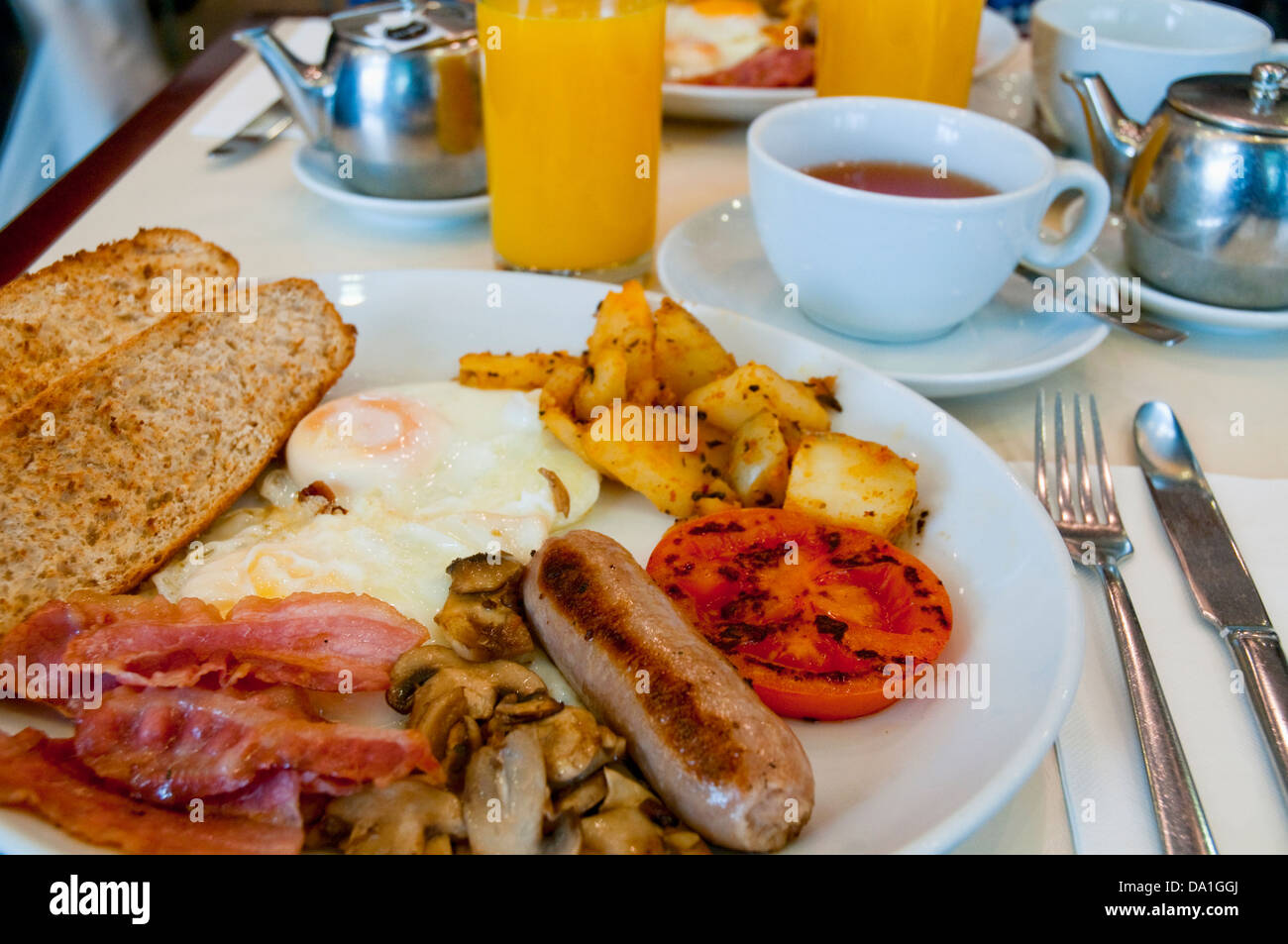 Englisches Frühstück. Schließen Sie die Ansicht. Stockfoto