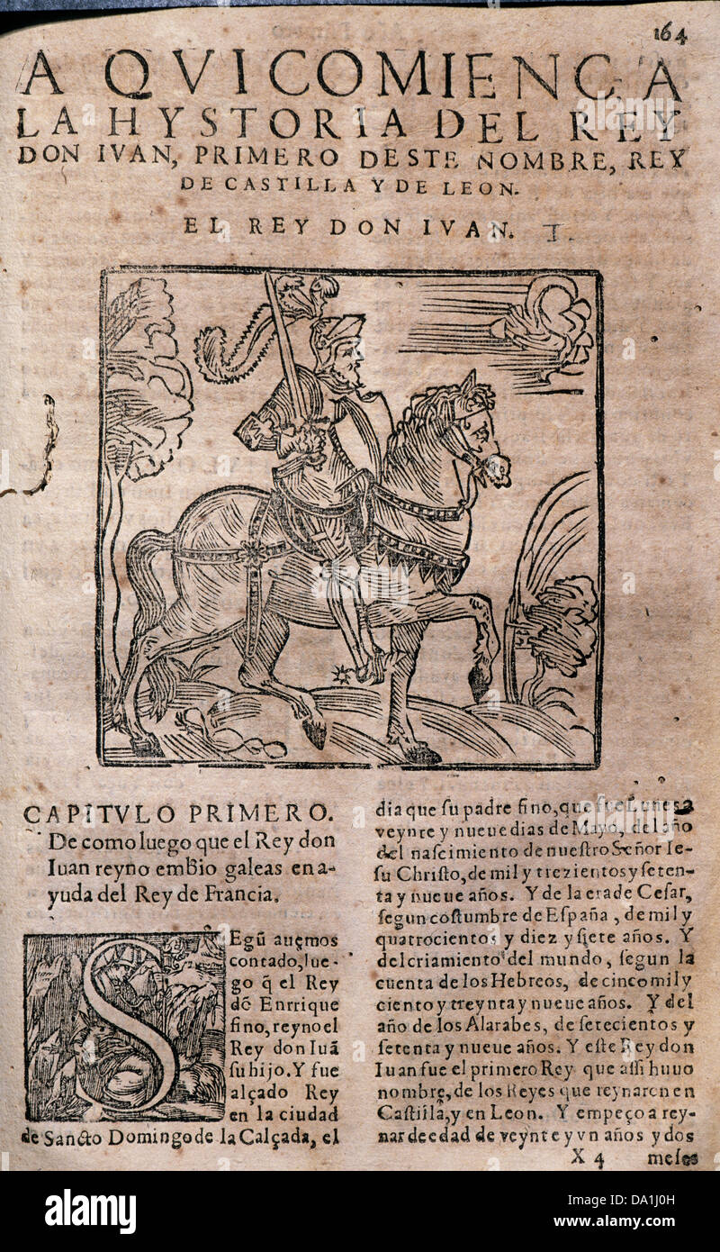 Pedro Lopez de Ayala (1332-1407). Chronik der Herrschaft von John ich (1358 – 1390), König von der Krone von Kastilien. Zu decken. Stockfoto