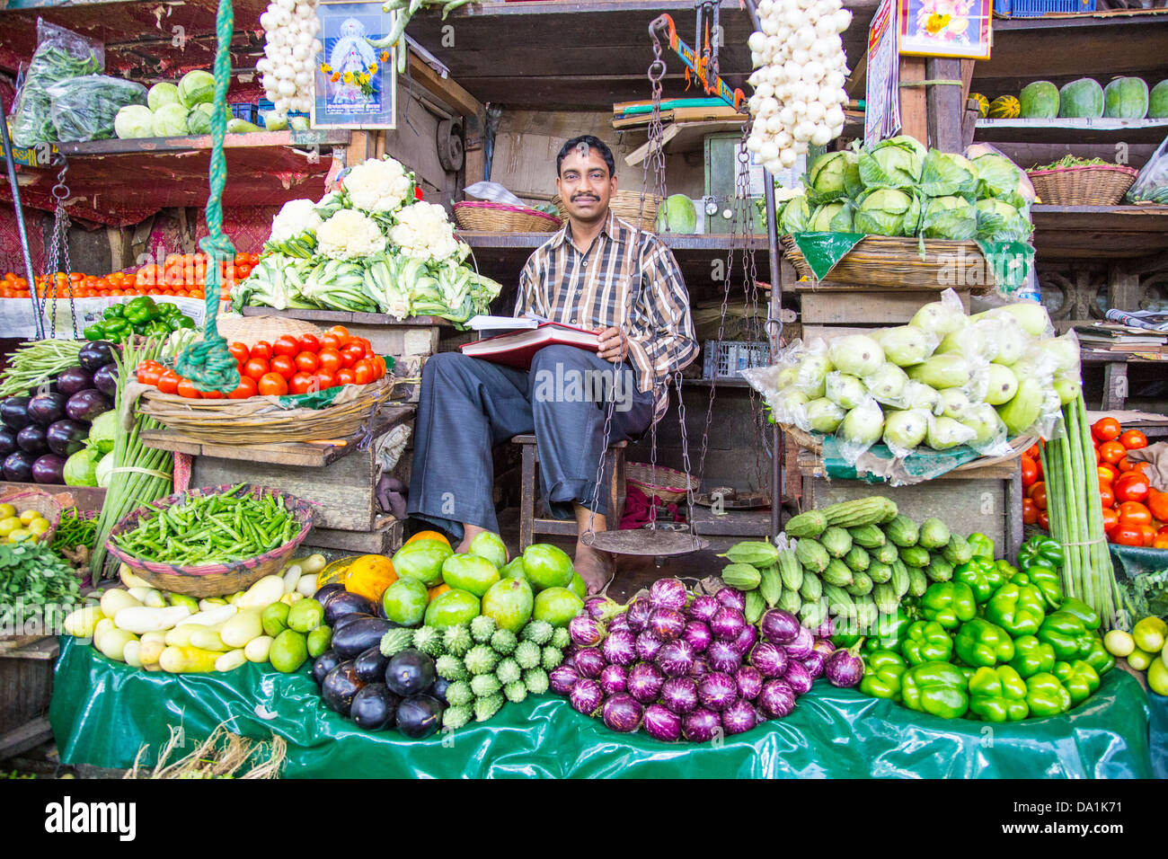 Gemüsehändler, Crawford Market, Mumbai, Indien Stockfoto