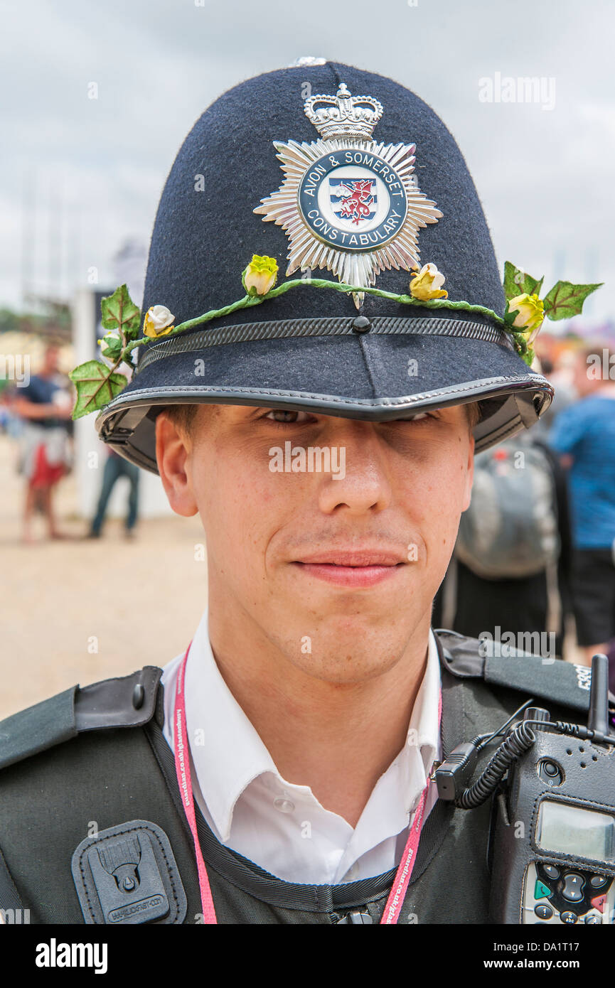 Und der Beat geht weiter in vielerlei Hinsicht für die Avon und Somerset Police.The 2013 Glastonbury Festival, würdig Farm Glastonbury. 3 Stockfoto