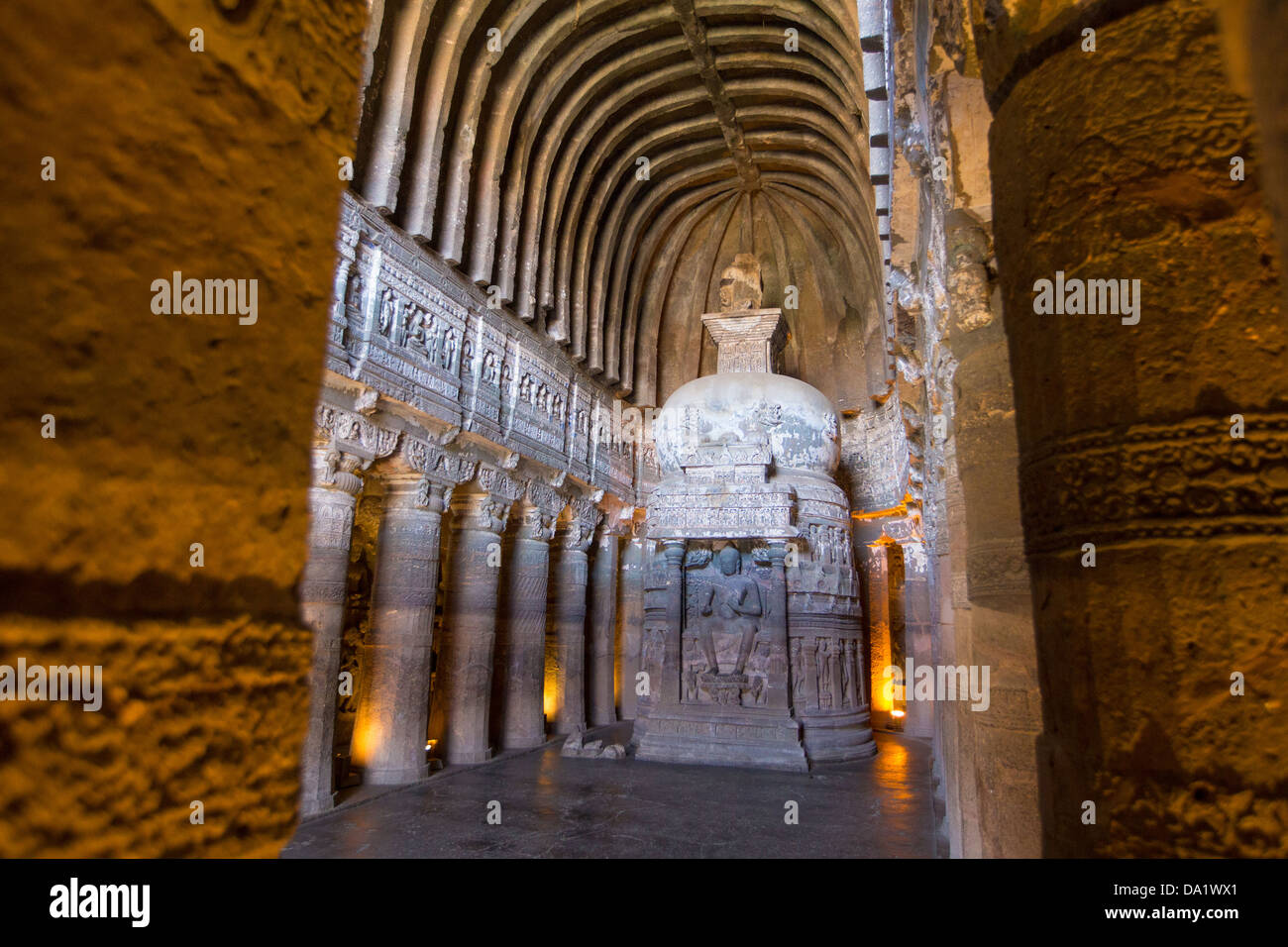 Höhle 26, Ajanta buddhistischen Höhlen, Indien Stockfoto