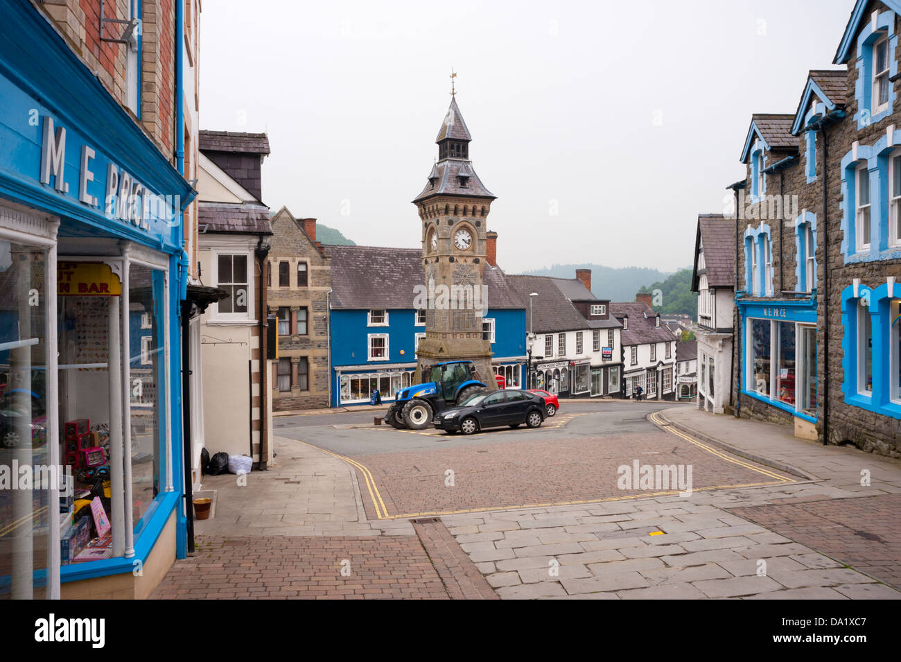 Knighton Stadtzentrum, Powys, Wales, Großbritannien Stockfoto
