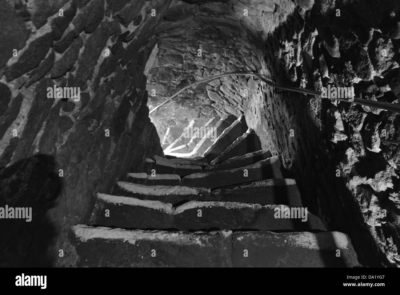 Schritte auf dem Mont Hochmuts Schloss bei Gorey in Jersey. Stockfoto