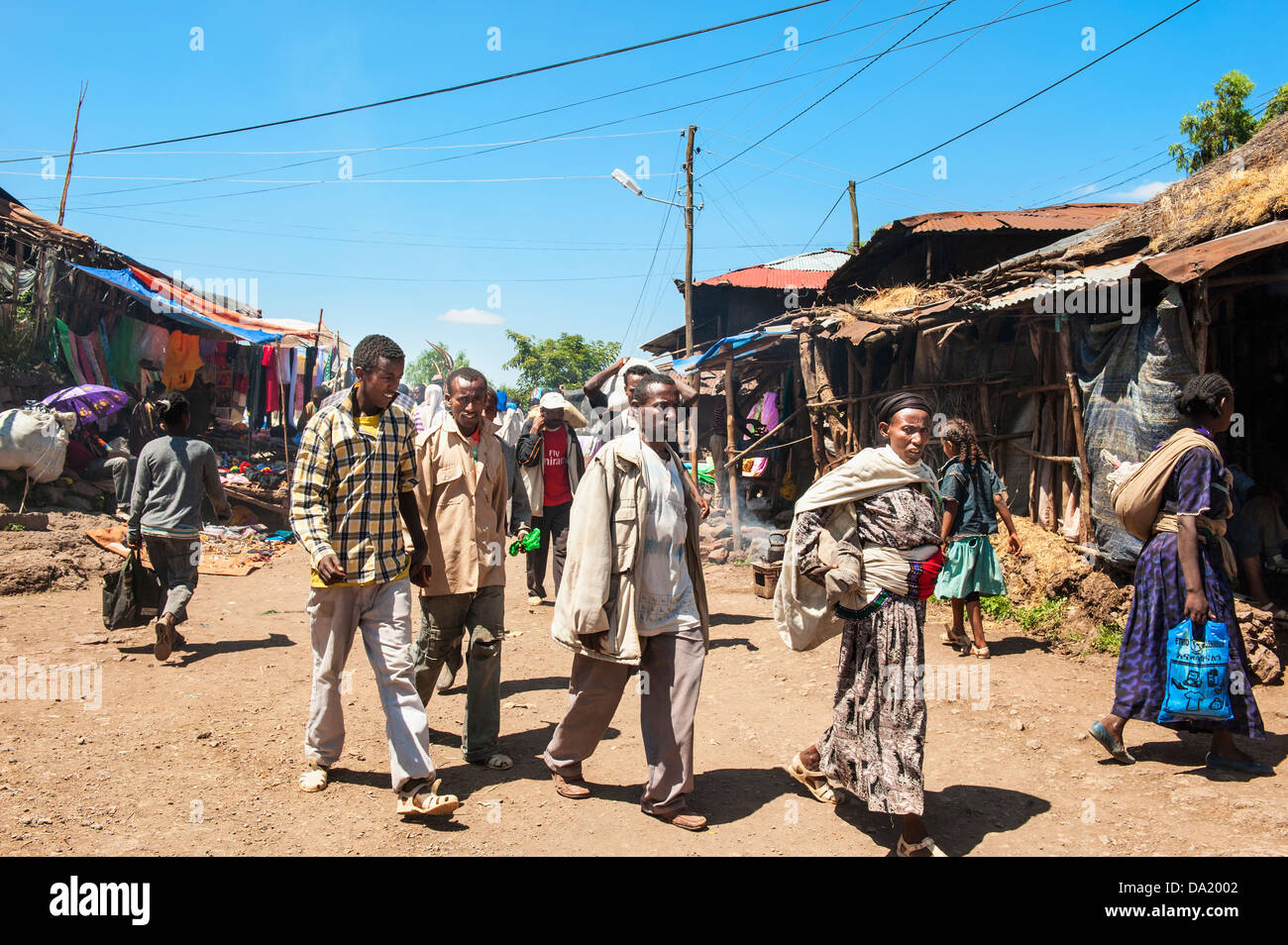 Überfüllten Lalibela Markt, Amhara Region, Nord-Äthiopien Stockfoto