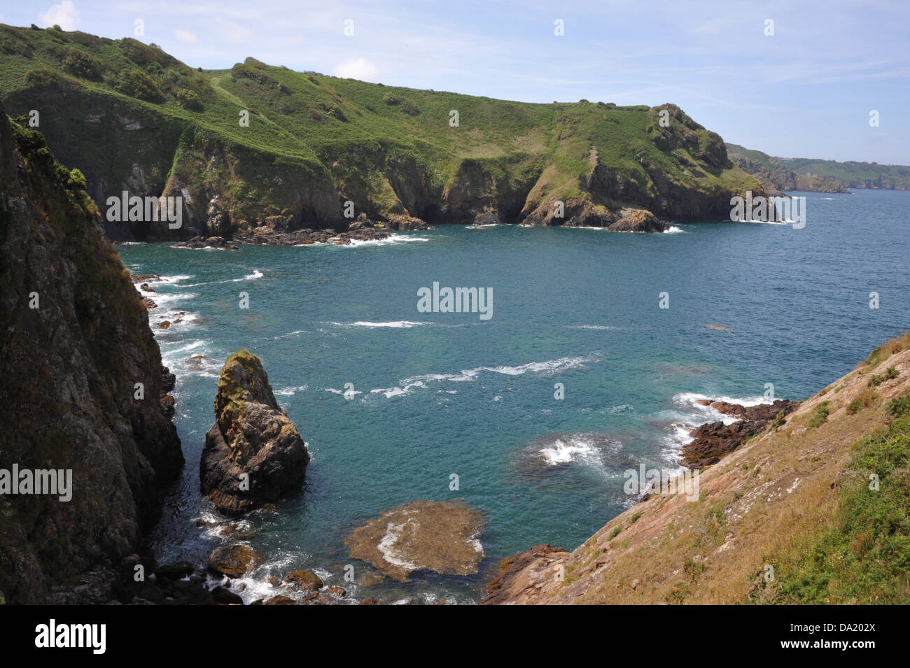 Die Küste und die Umgebung von Devils Hole in Jersey. Stockfoto