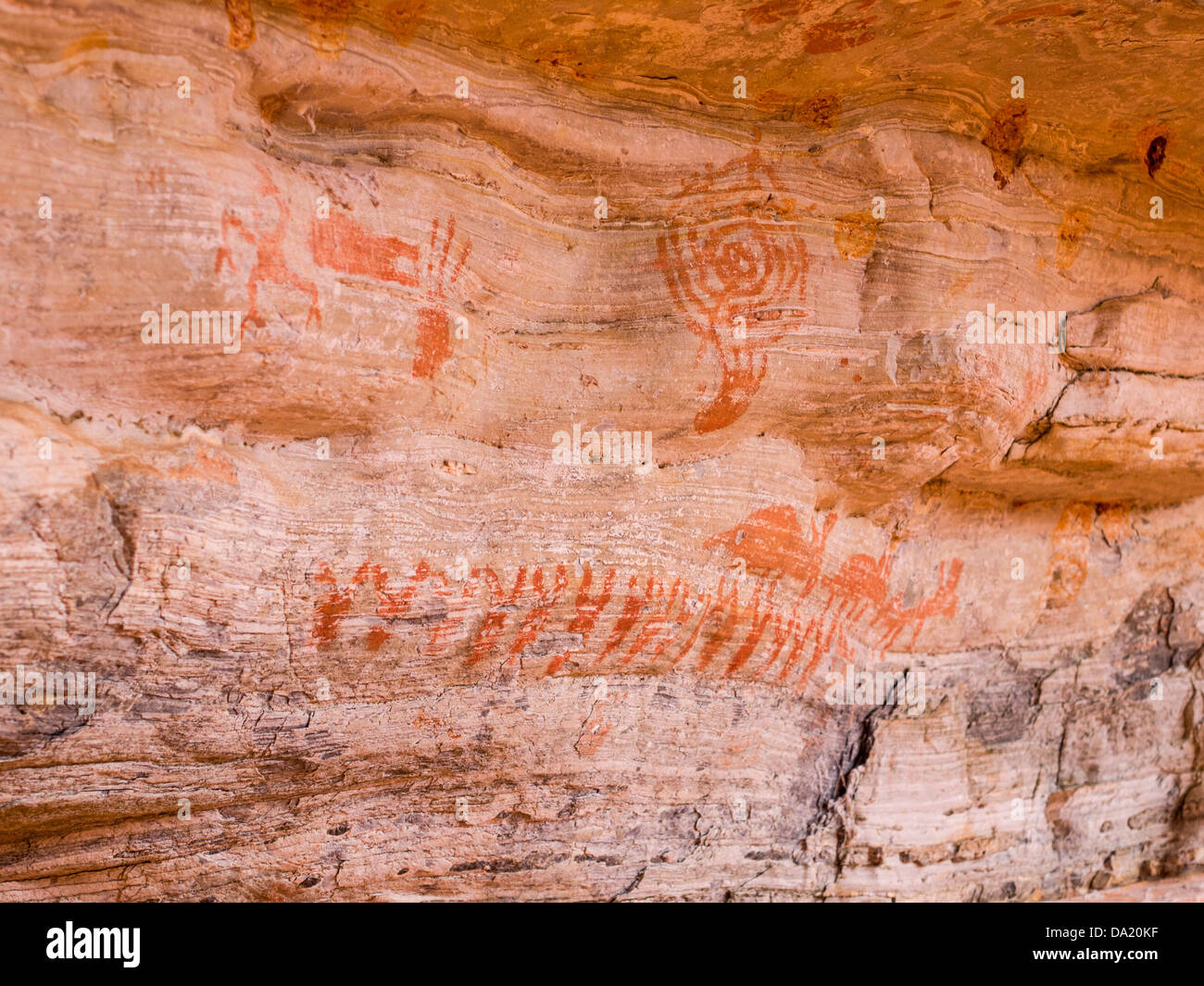 Antike Gemälde auf Höhle Lapa in Chapada Diamantina Nationalparks in Brasilien. Stockfoto
