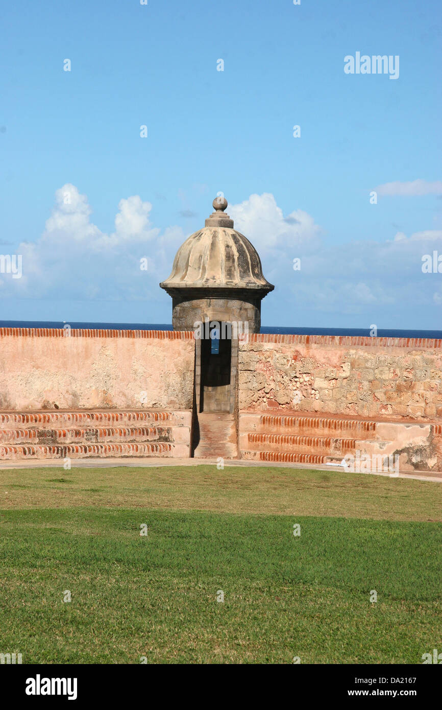 Wachhäuschen, Castillo de San Cristóbal, San Juan, Puerto Rico, Vereinigte Staaten von Amerika Stockfoto