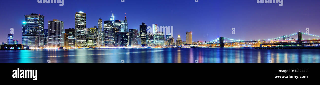 Skyline von Lower Manhattan in New York City. Stockfoto