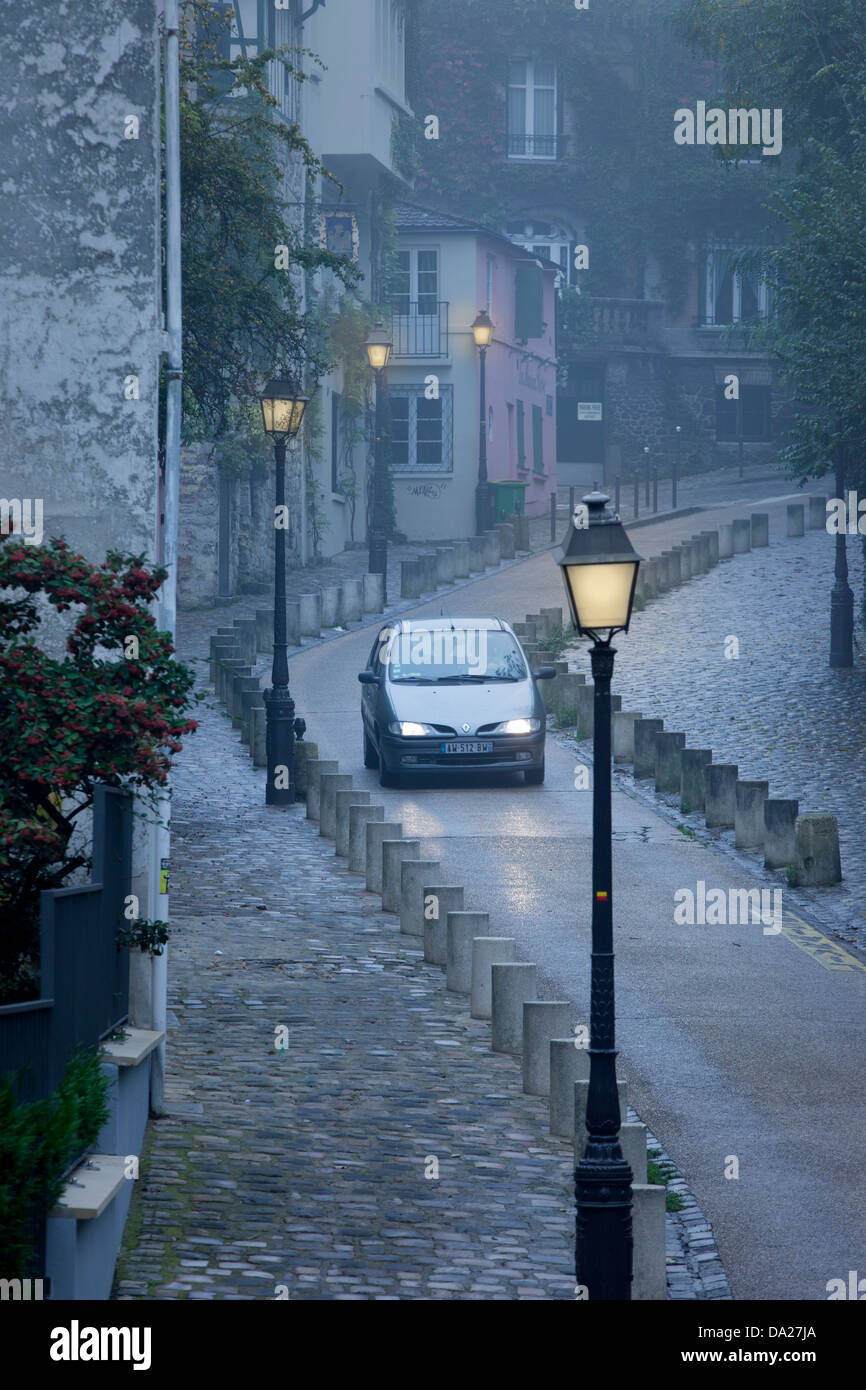 Ein nebeliger Morgen in Montmartre, Paris Frankreich Stockfoto